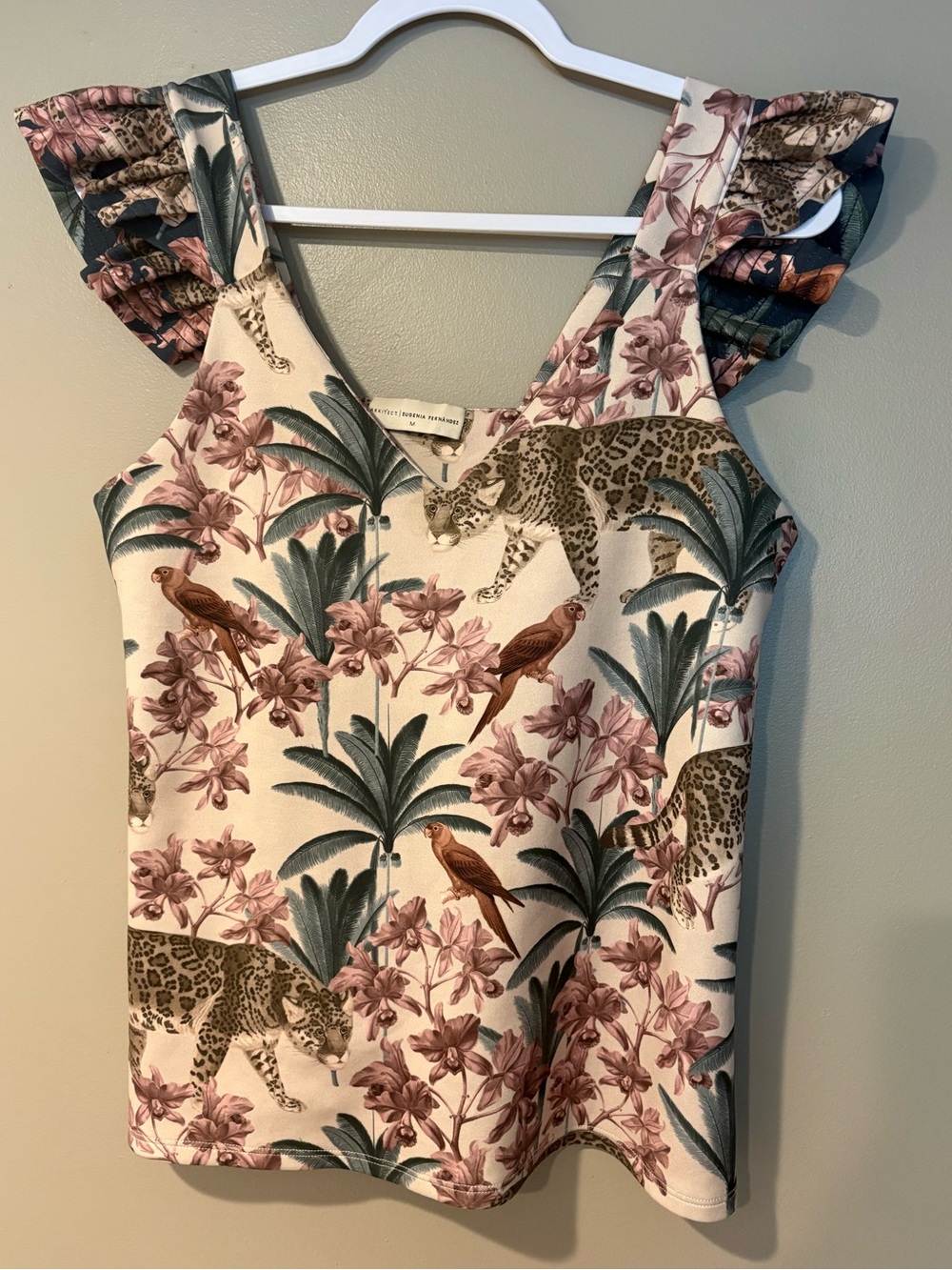 tropical ruffle sleeve summer safari rainforest latin flare luxury tank